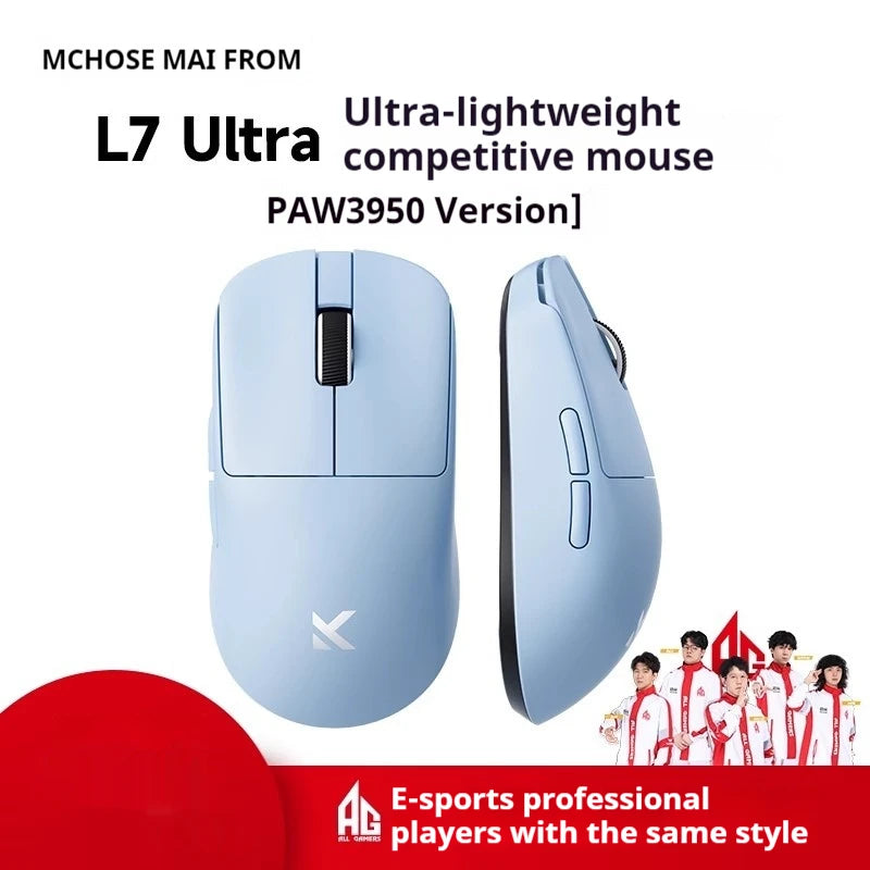 MCHOSE L7 Ultra Lightweight Mouse Wireless Tri-mode 8K Rechargable PAW3395 Portable Custom PC Esports Laptop Gaming Mice