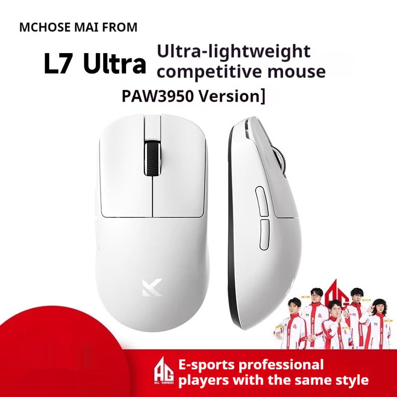 MCHOSE L7 Ultra Lightweight Mouse Wireless Tri-mode 8K Rechargable PAW3395 Portable Custom PC Esports Laptop Gaming Mice